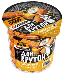 Гренки в стакане "ДОН КРУТОН" пшеничные "Лисички со сметаной" 130грг